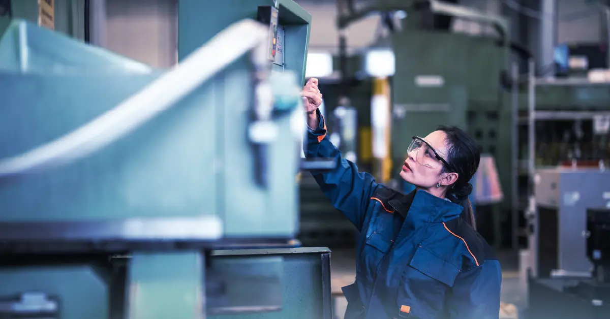 Plant inspector establishing manufacturing communication channels in her workplace
