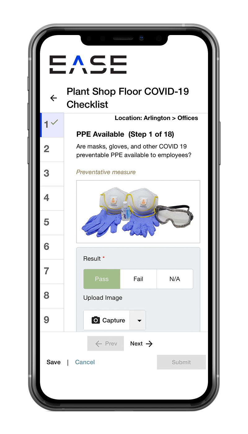 EASE COVID-19 Conduct Audit Phone Mockup Small EASE COVID-19 Conduct Audit on Smart Phone