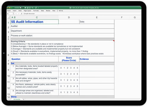 5S Audit Checklist Template