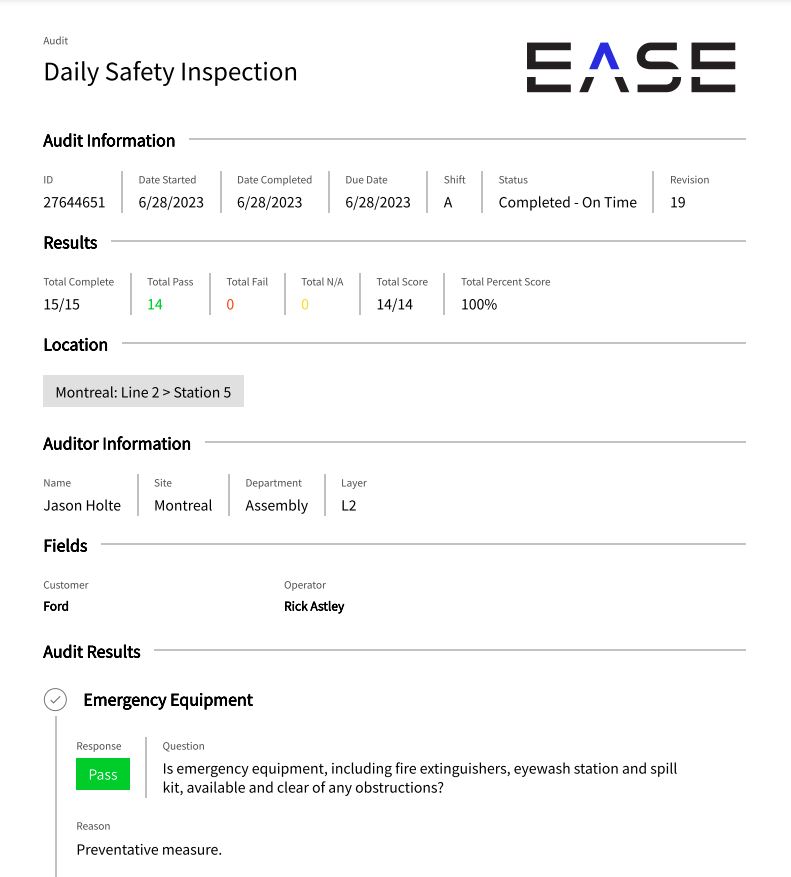 Audit Results With Fields